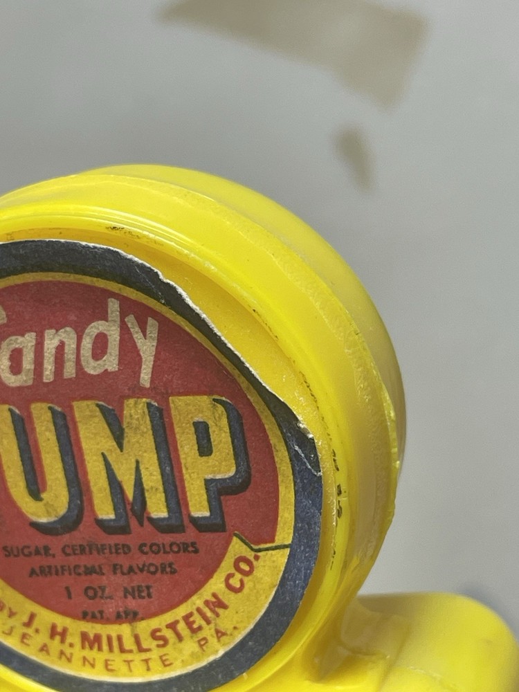Vintage Candy Container Millstein Co. Candy Pump in YELLOW