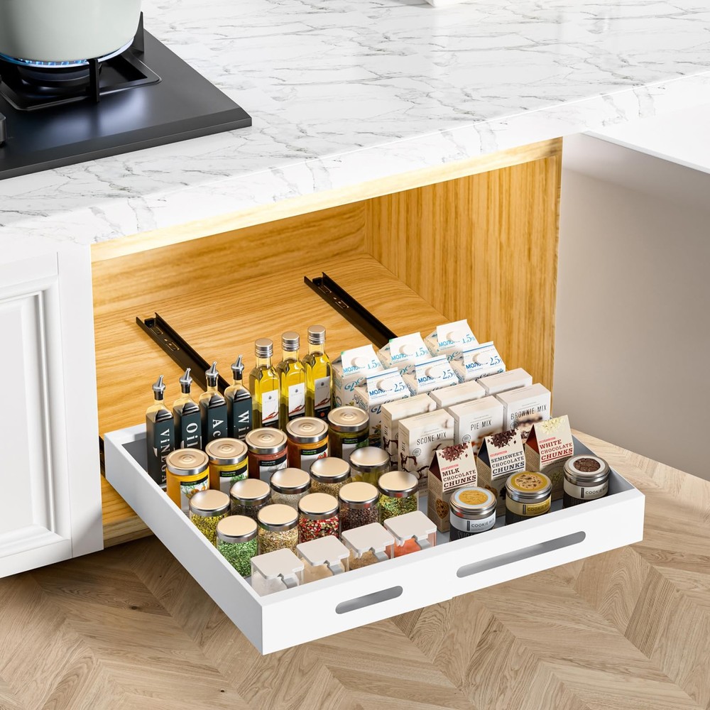 1 Pack | 21 Deep Pull Out Cabinet Organizer Adhesive 13.8 To 22.0 Width Exp