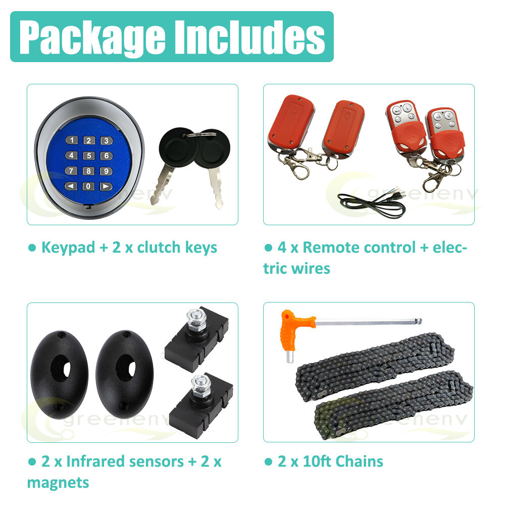 4400lbs Automatic Sliding Gate Opener Door Operator 4 Remote+Keypad+APP Control