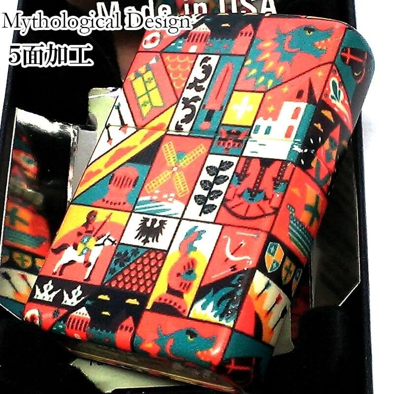 Zippo Oil Lighter Mythological Design Multi Color Regular Case Japan