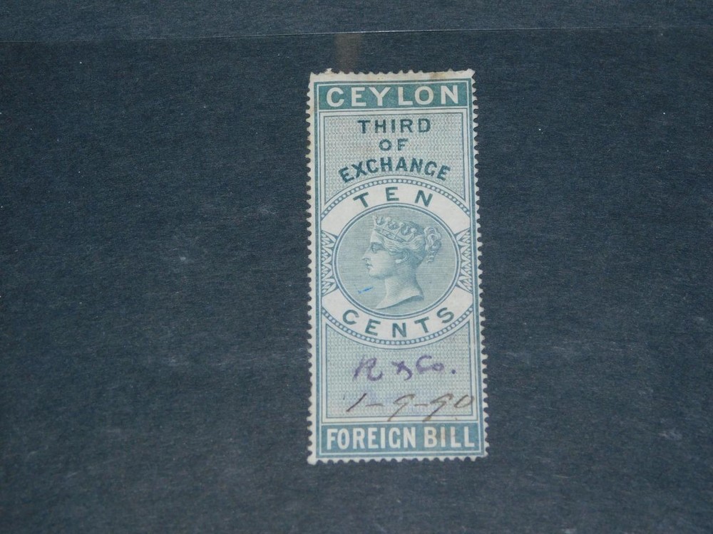 CEYLON- THIRD OF EXCHANGE TEN CENTS FOREIGN, USED