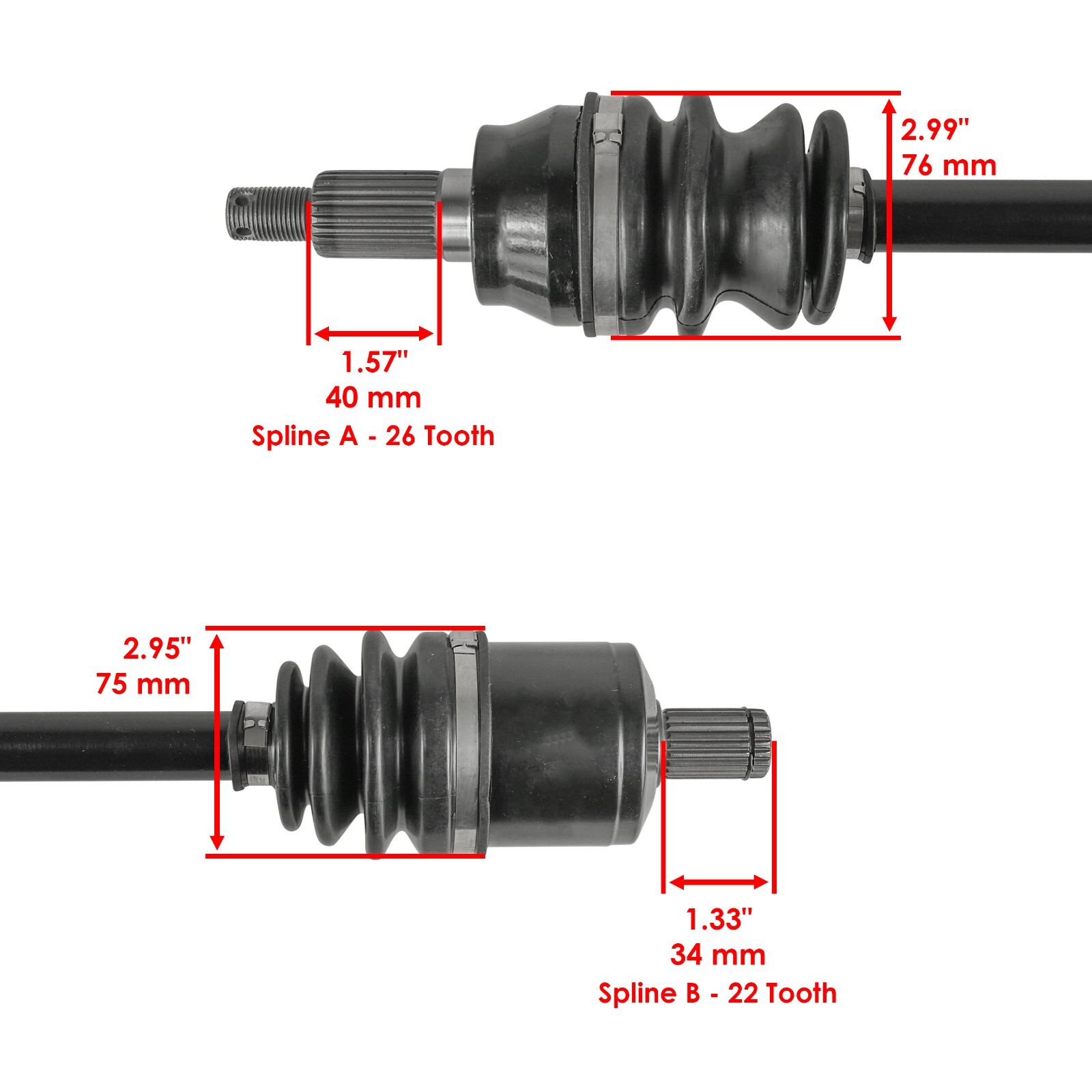 Front Left And Right Complete CV Joint Axles for Polaris RZR 900 60" 2015-2017