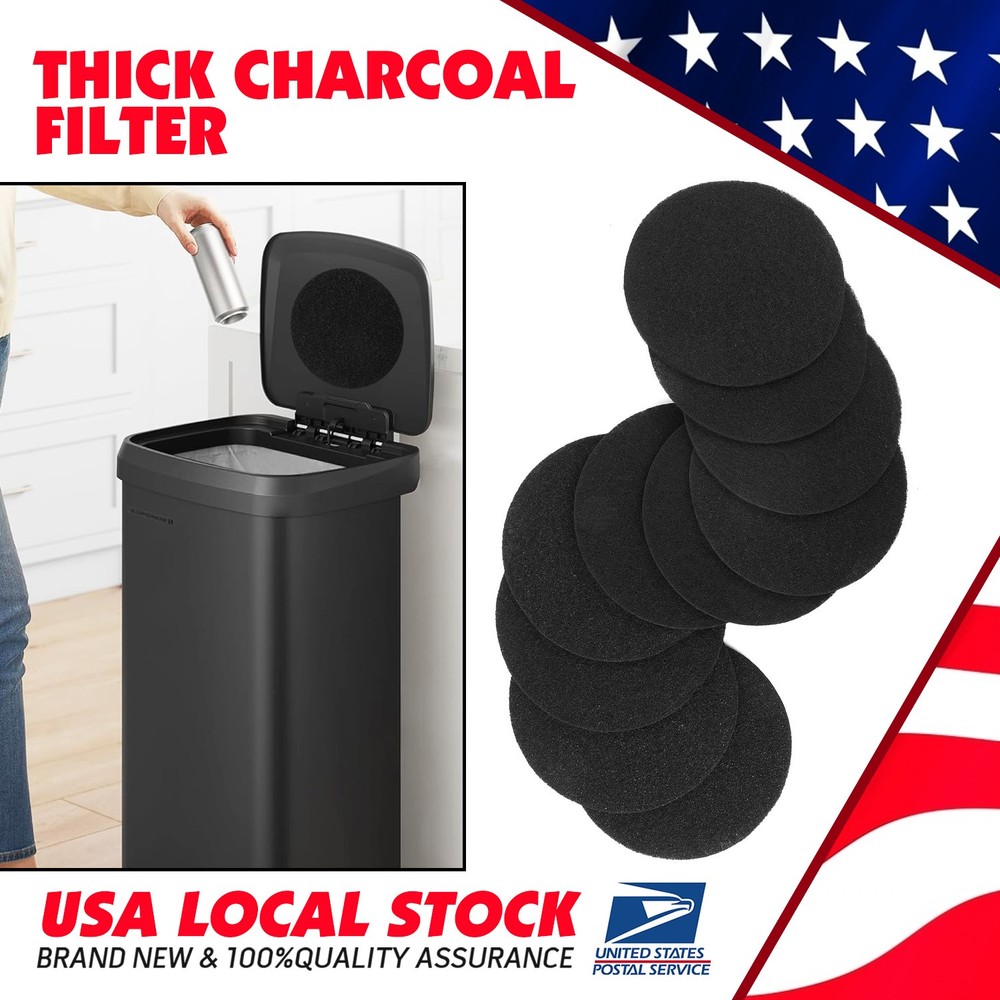 10 Pack Extra Thick Charcoal Filters for Kitchen Compost Bins - Activated Carbon