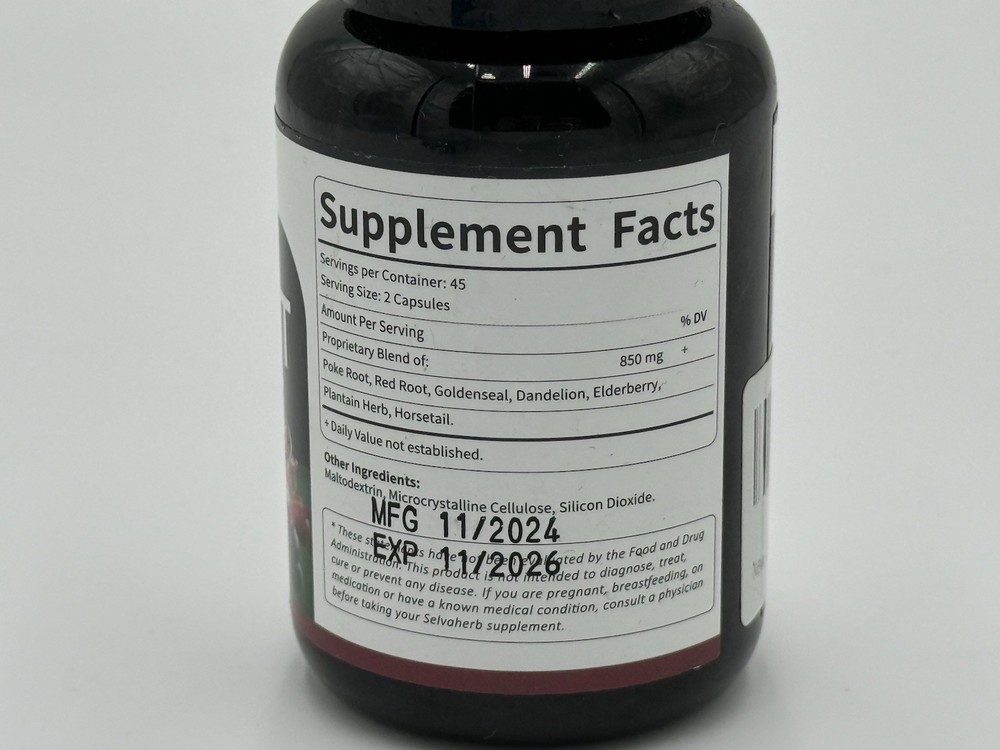 Lymphatic Support Herbal Complex Extract ~ Poke Root Extract for Lymph System...