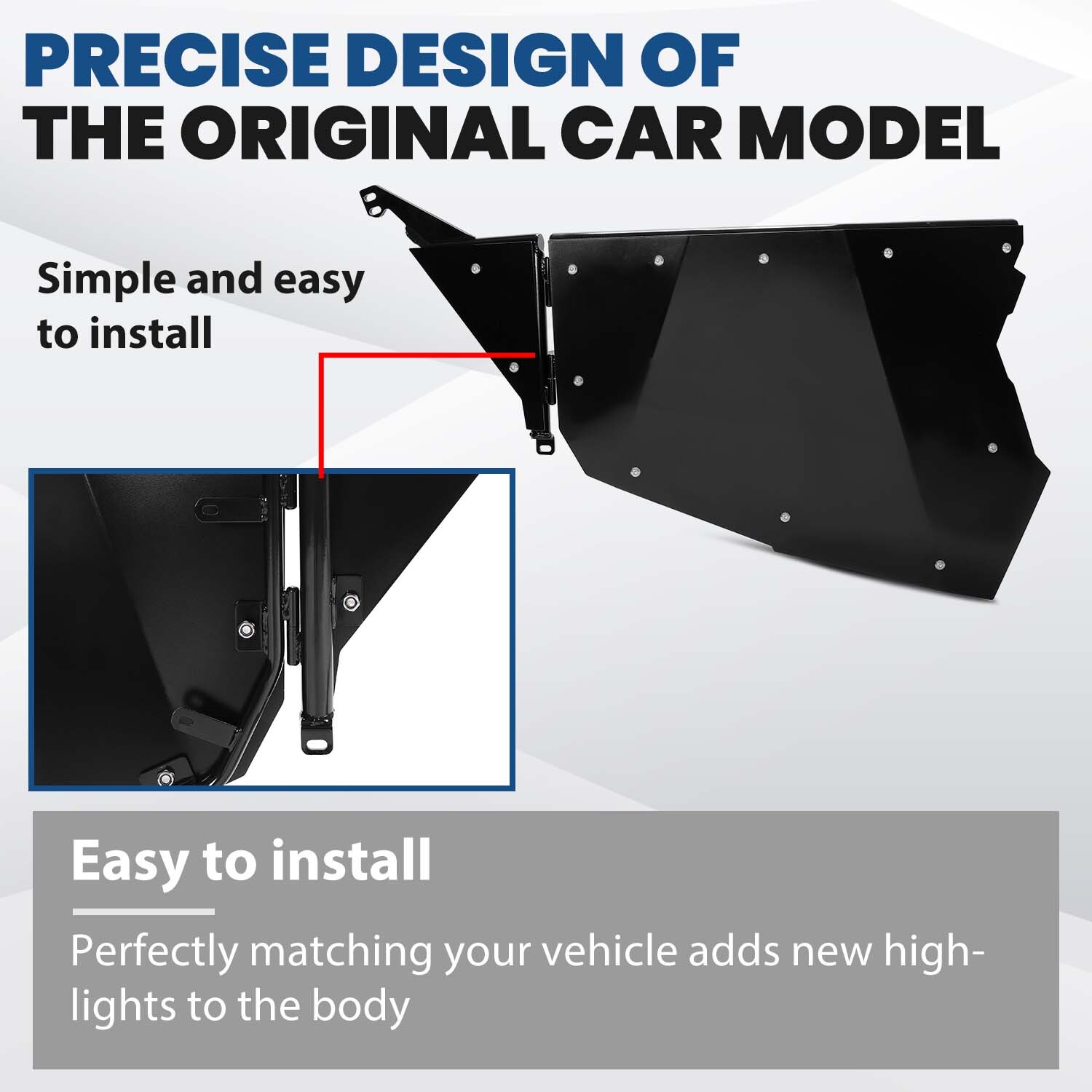 Pair Aluminum Full Doors UTV Side for 14-22 Polaris RZR XP 1000 Turbo S FOX High