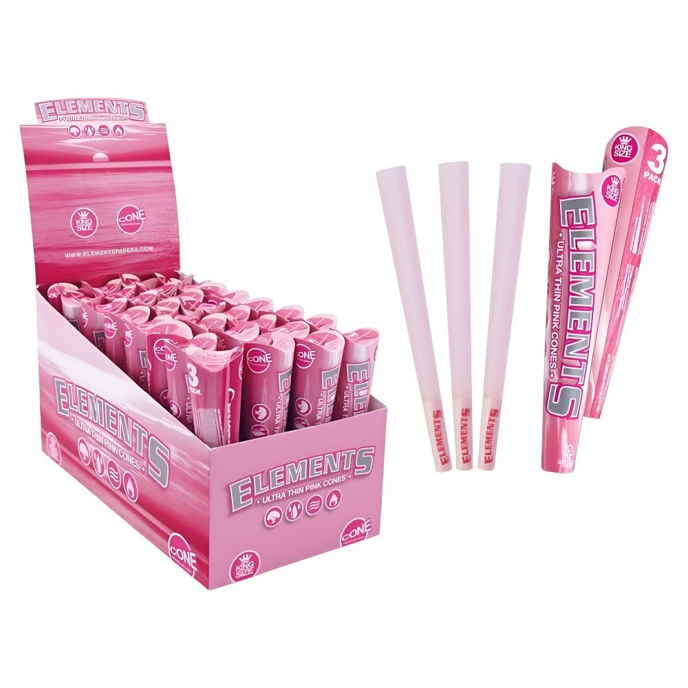 😎ELEMENTS PRE-ROLL PINK CONES🔥KING SIZE🔥4 PACKS 3 CONES PER PACK
