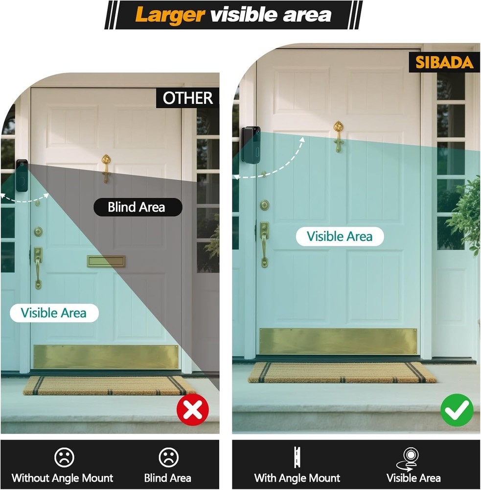 Adjustable Angle Mount for Blink Video Doorbell - Durable ABS Design