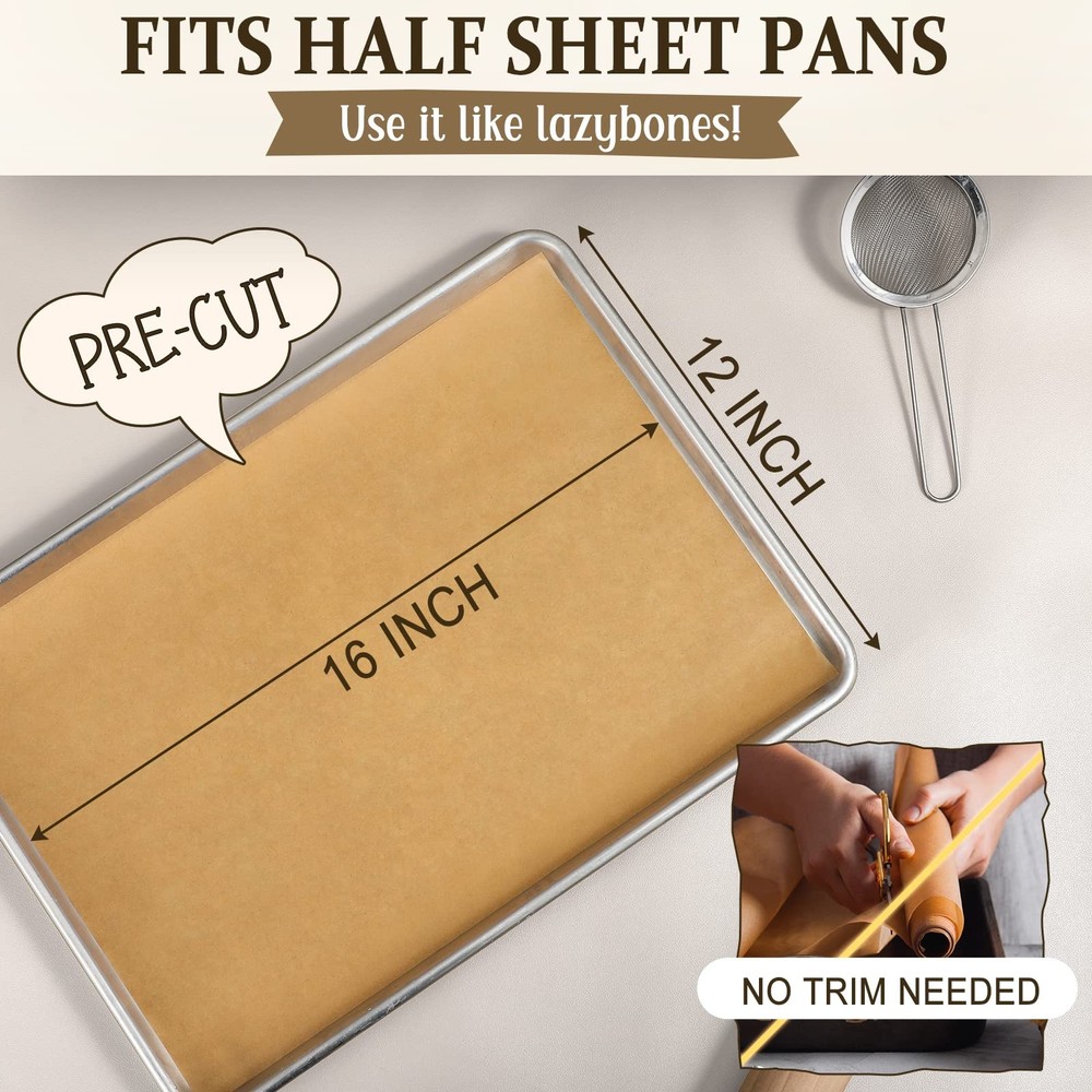 VITEVER Parchment Paper Sheets, Unbleached Parchment Baking Sheets, Precut Parch