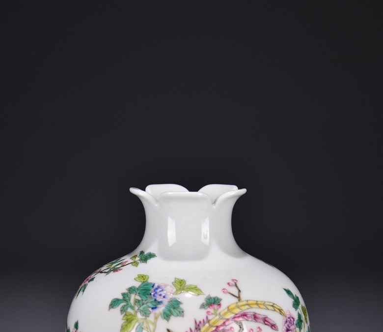 6.3'' YongZheng Marked Enamel Colour Porcelain Flower Bird Zun Vase Pot Bottle