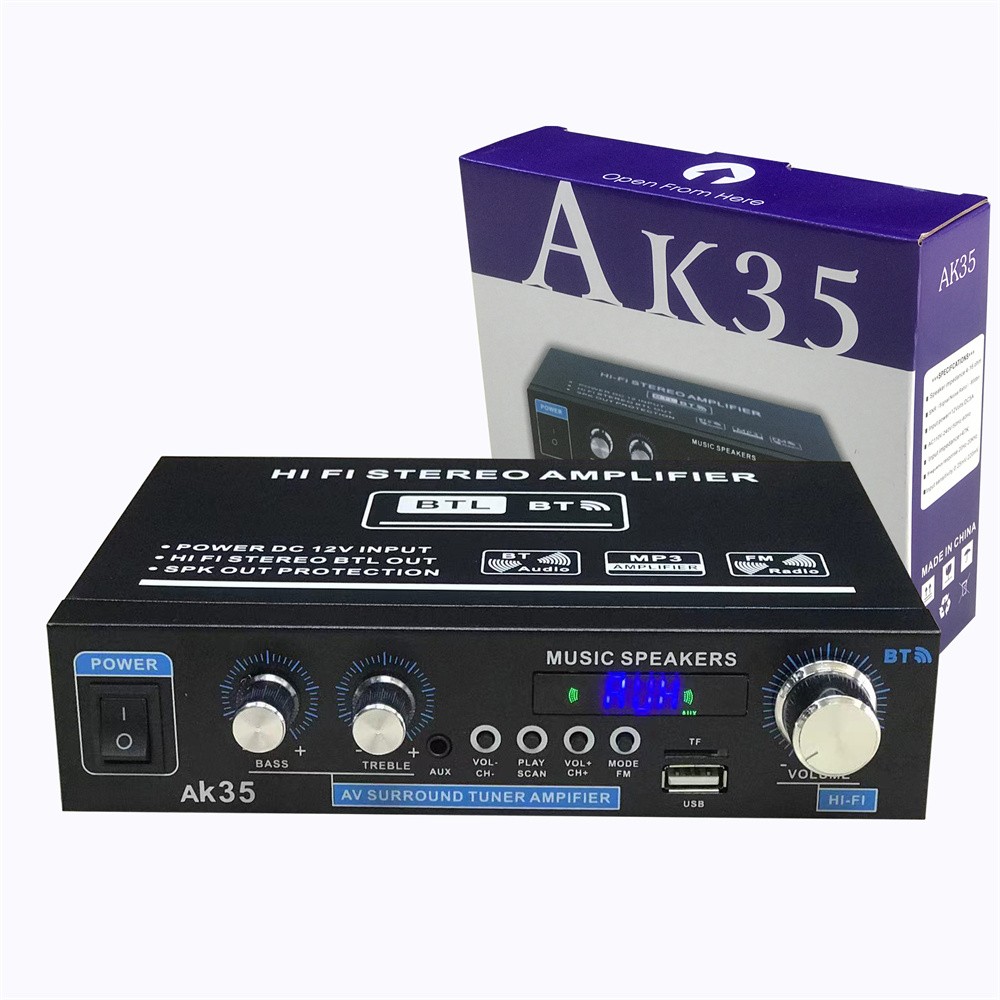 AK35 Stereo Amplifier Home Audio Bluetooth 2.0 Max 200W Power Stereo Receiver US