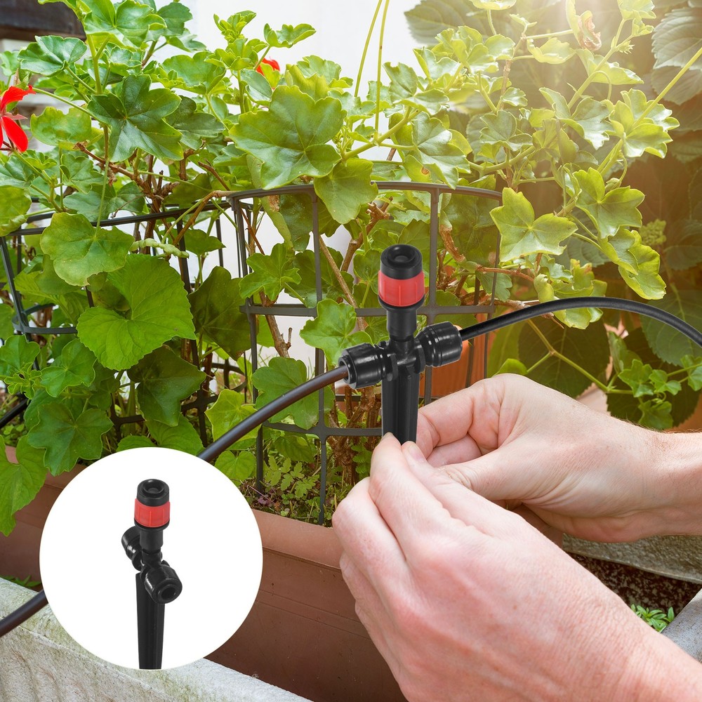 12-Pack Drip Irrigation Emitters, Adjustable 360 Degree Drippers, Red