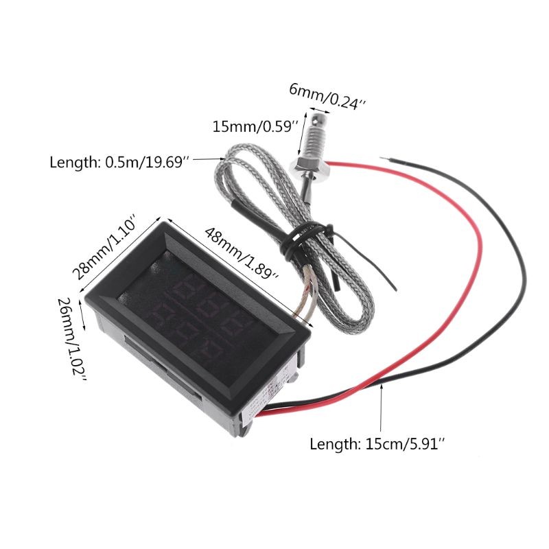Upgrade Digital Temperature Meter Dual Display K-Type Thermocouple Temp Sensor