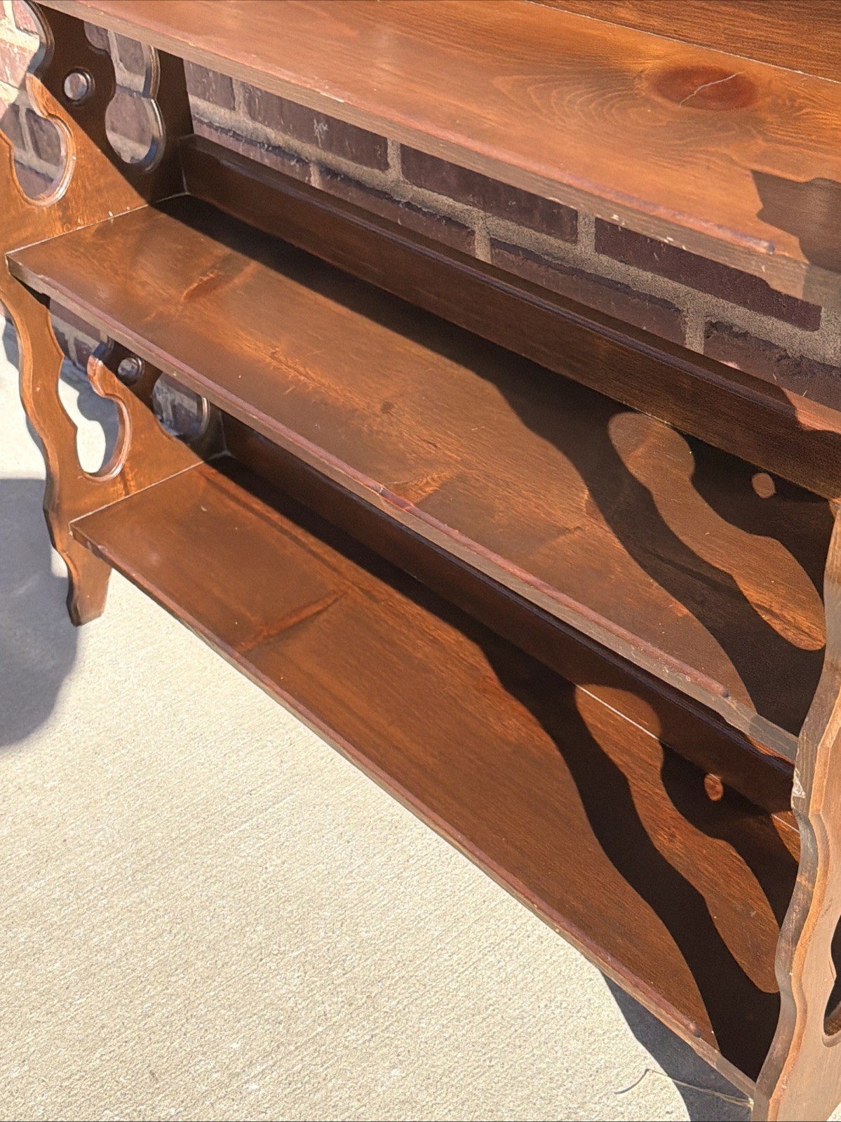 Antique 3 Shelf Wood Bookshelf, Victorian 37”L 33.5”H 9”D