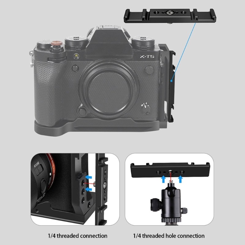 Compactly Metal Brackets Double Cold Shoe Mount For Microphone LED Light Strobe