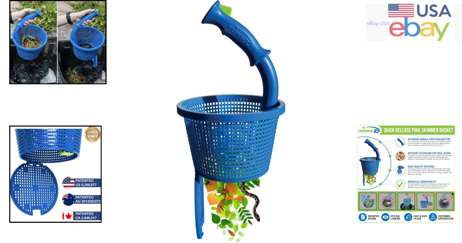 Inground Pool Skimmer Basket with Patented Handle & Advanced Suction System