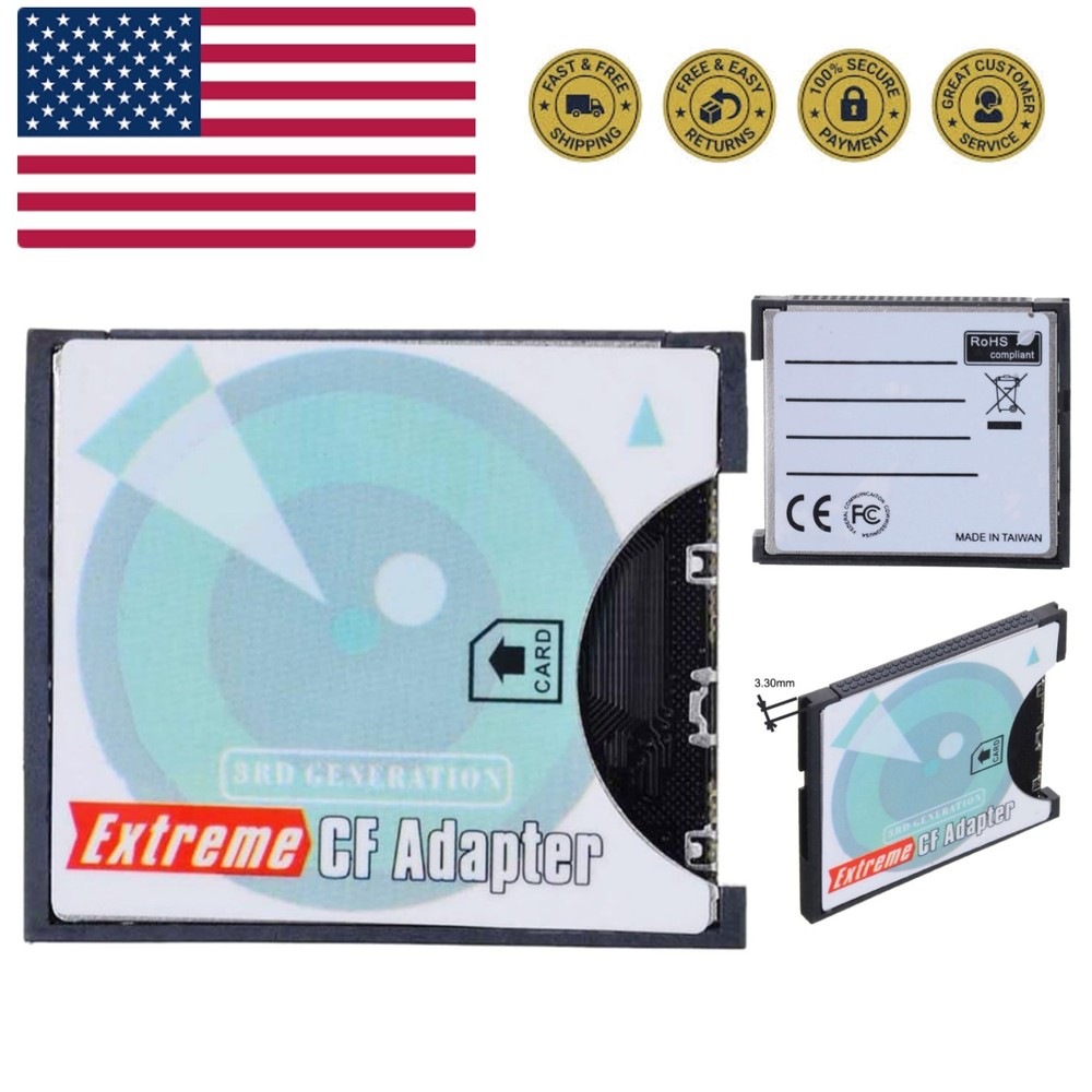 SD SDHC SDXC to CF Compact Flash Memory Card Adapter Reader Type I High-Speed...