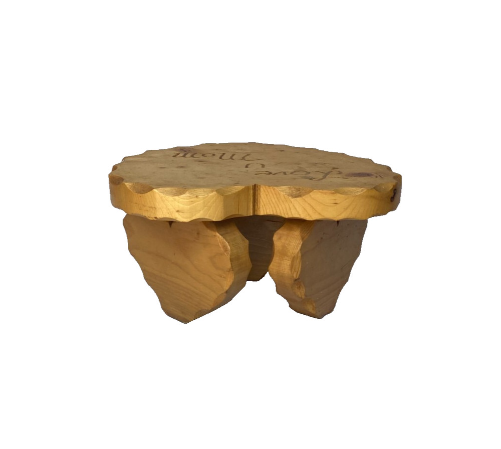 Vintage Handmade Solid Wood Small HEART Shaped Stool Stand - Nice!!