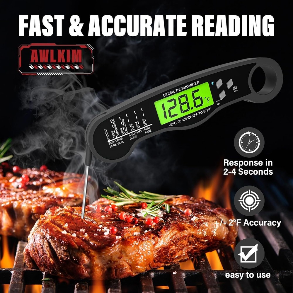 Internal Meat Thermometer Long Probe Instant Read Fast Meat Thermapen Digital