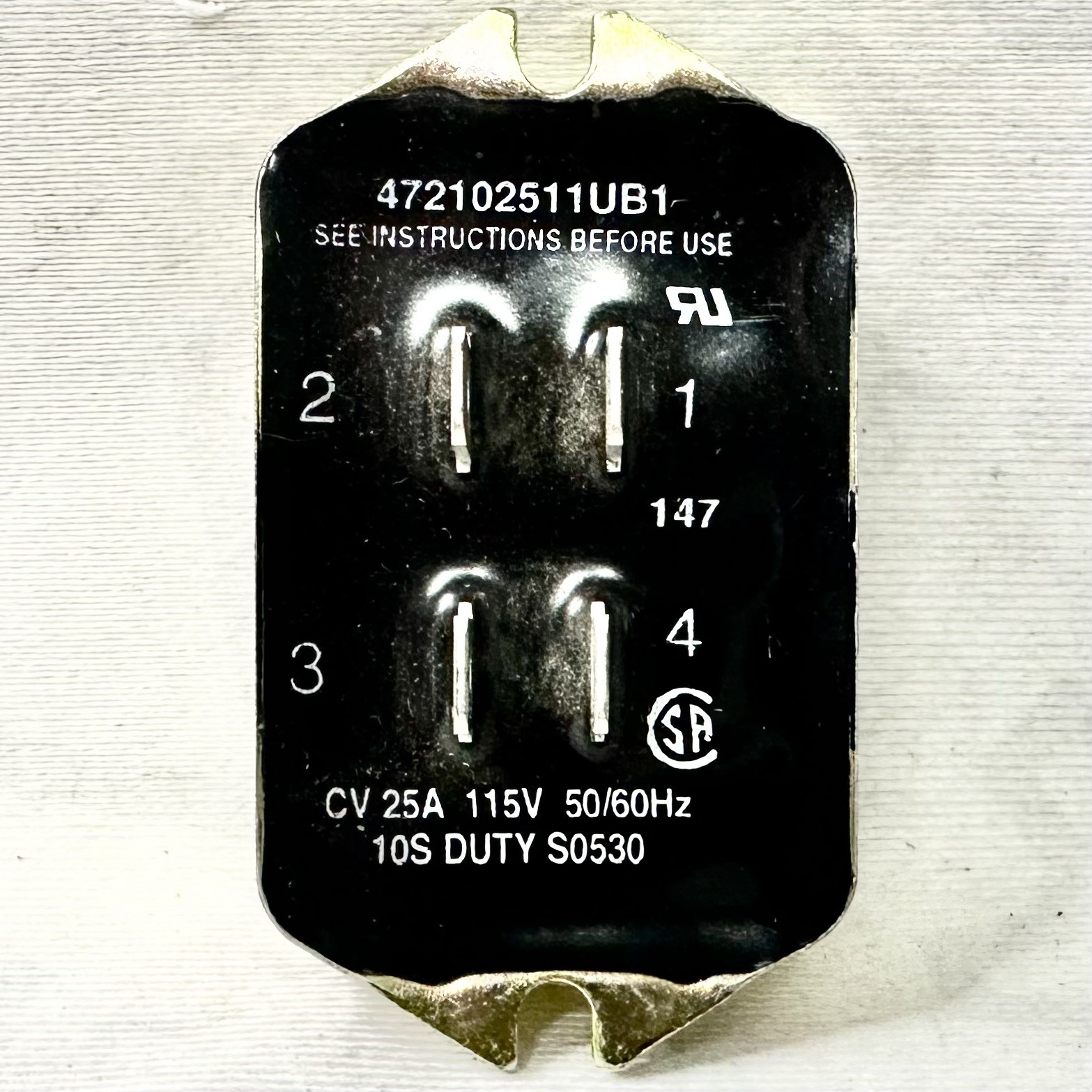 Rexnord Sinpac 472102511UB1 Industrial Switch 25A 115V 50/60Hz CV Duty S0530
