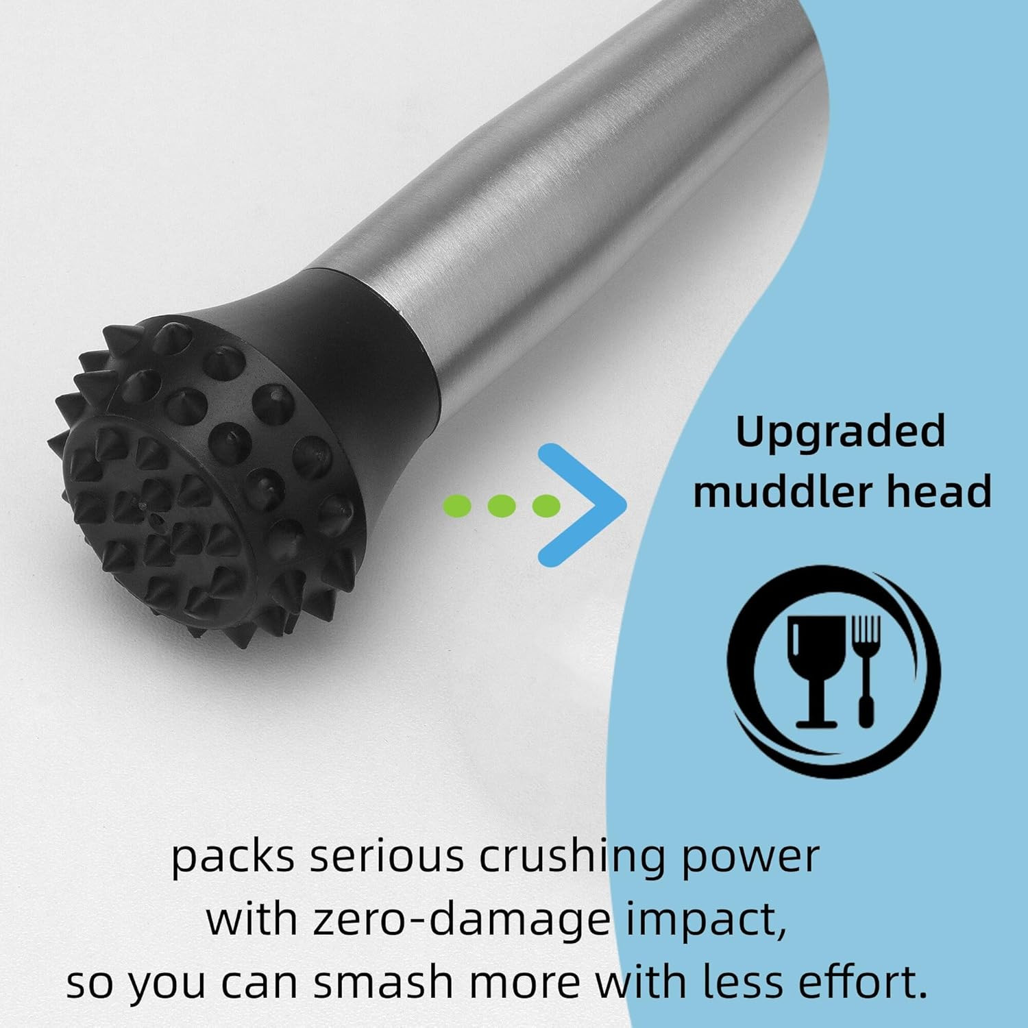 Muddler for Cocktails Stainless Steel, Muddlers Pestle with Stirring Spoon, Bart