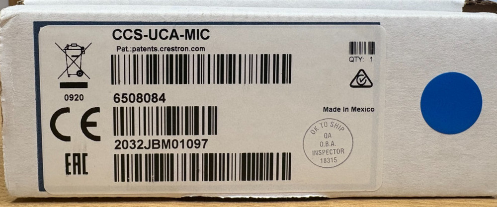 Crestron CCS-UCA-MIC Microphone Pod (P/N: 6508084)