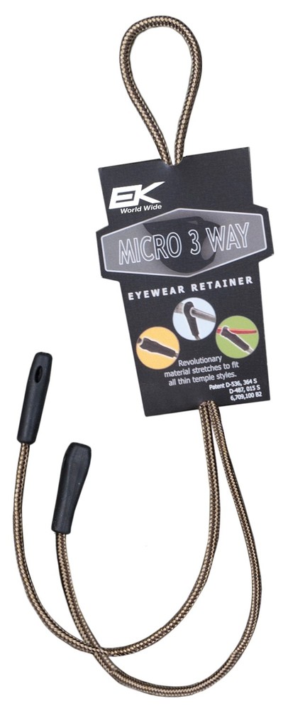 EK Three-Way Micro Eyewear Retainer - Slim, Durable, Adjustable Sunglasses &