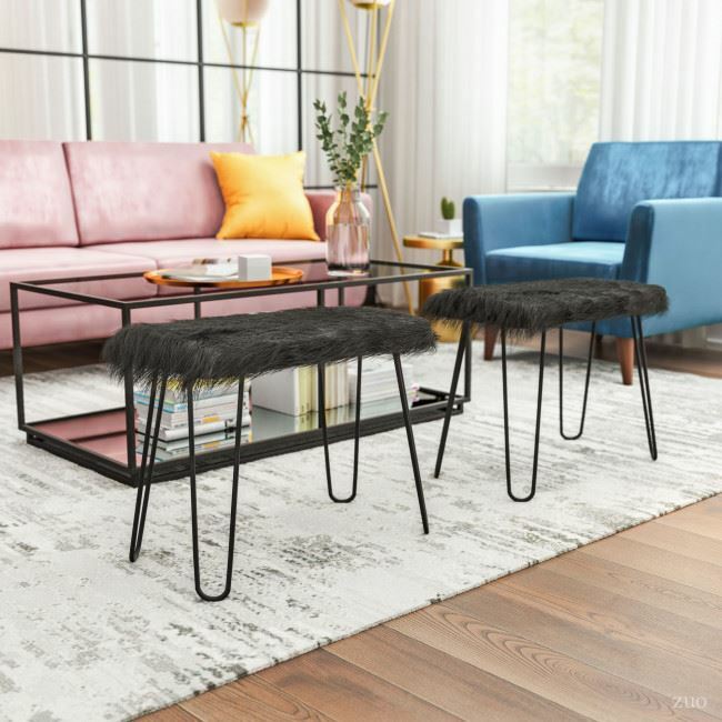 Small Black Fur Bench