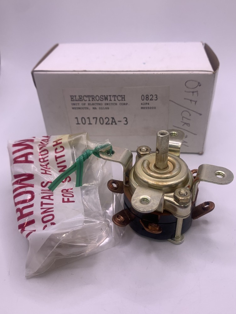 ElectroSwitch 101702A-3 Snap Action Rotary Switch, 3 Position, 2P Circuit 7, NEW