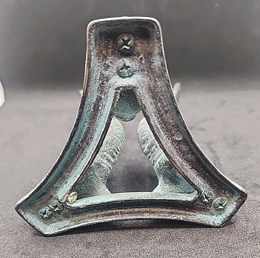 Vintage Solid Bronze Three Dolphin Orb/Candle Holder