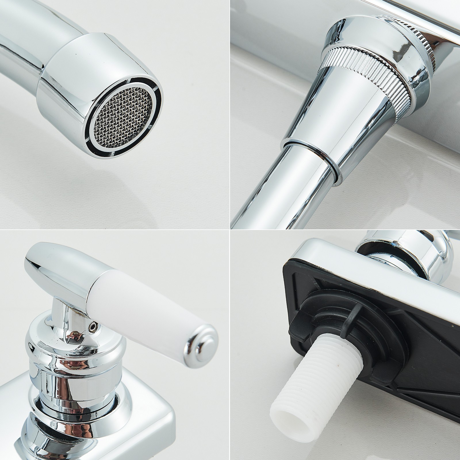 Chrome High Arc Kitchen Faucet 8 inch Centerset 3 Hole 2 Handle Sink Mixer Taps