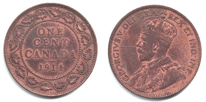 🍁 Canada 1914 Large Cent -- A Nice-looking Problem Free Lightly Circulated Coin