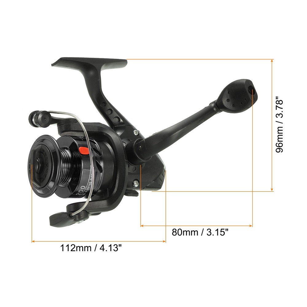 Fishing Reel, Left/Right Interchangeable Handle, Black