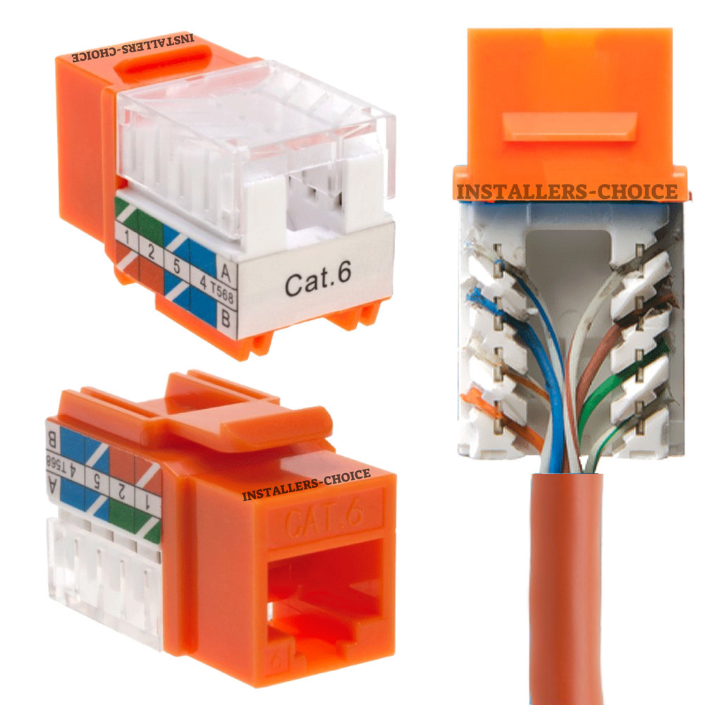 40 pcs Cat6 Punchdown Keystone Jack Orange 45 Degree Angle Ethernet Network PACK