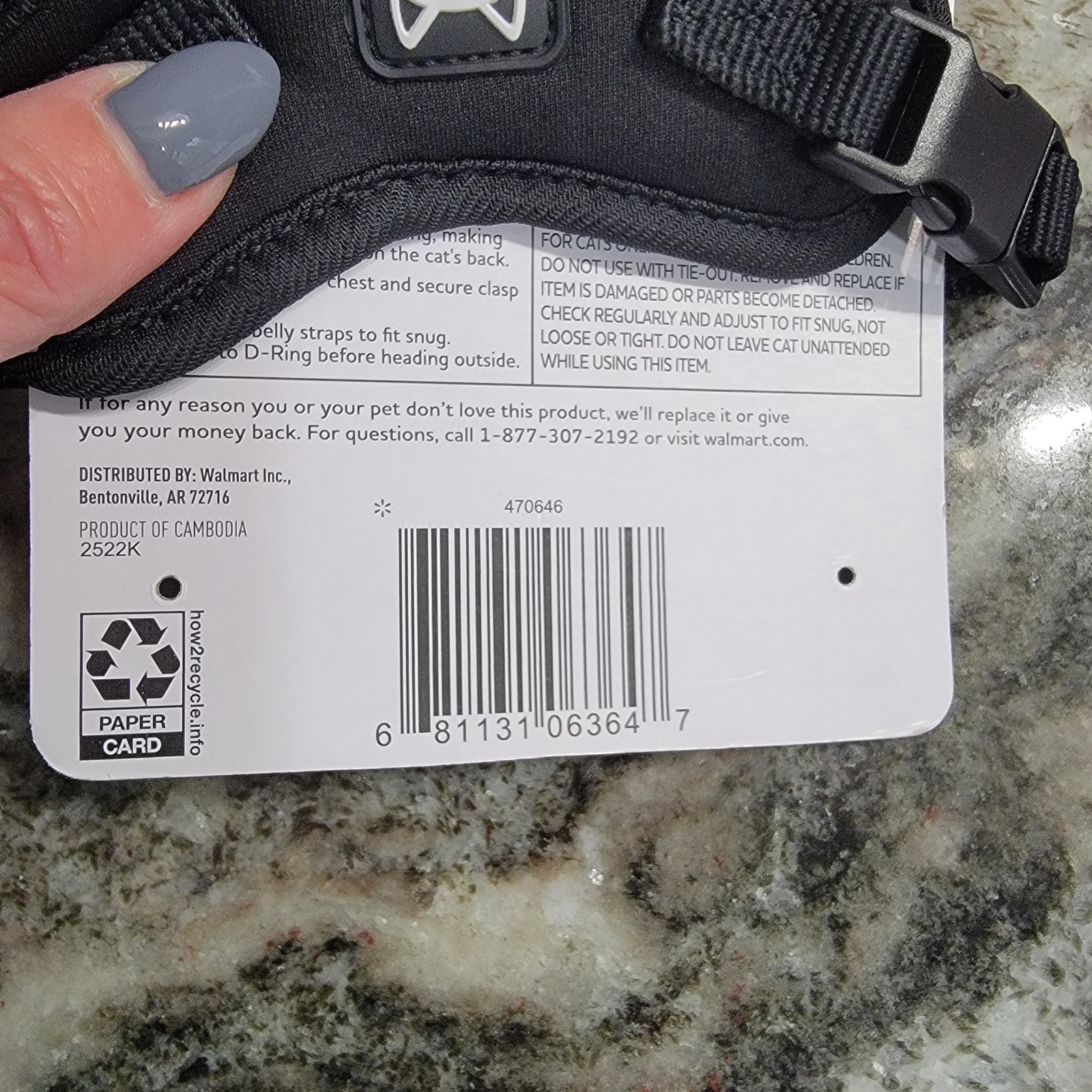 Vibrant Life Mesh Cat Harness & Leash Set Black Adjustable One Size 8-15 Lbs New