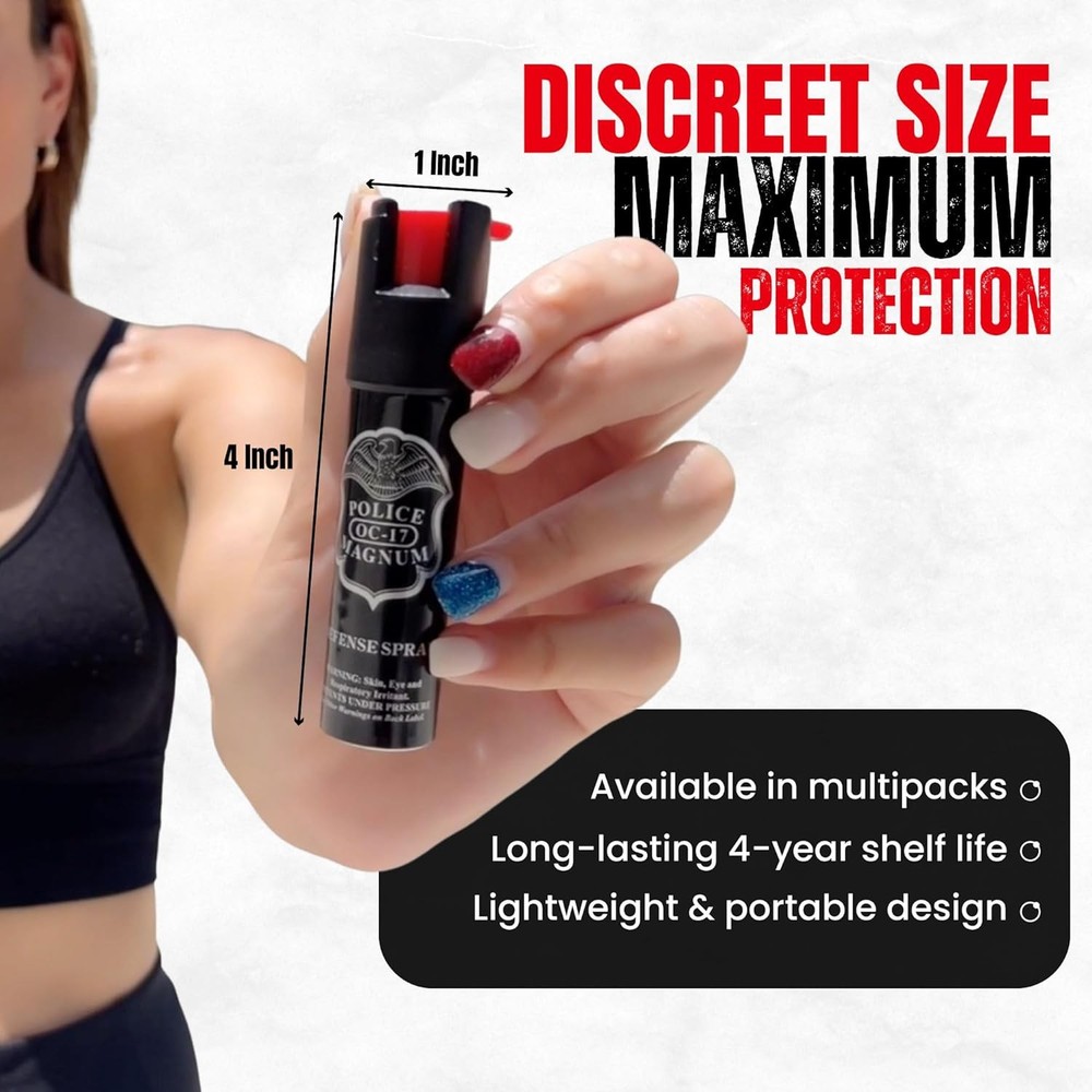Compact Pepper Spray Self Defense- Tactical Maximum Heat Strength OC- Small Disc