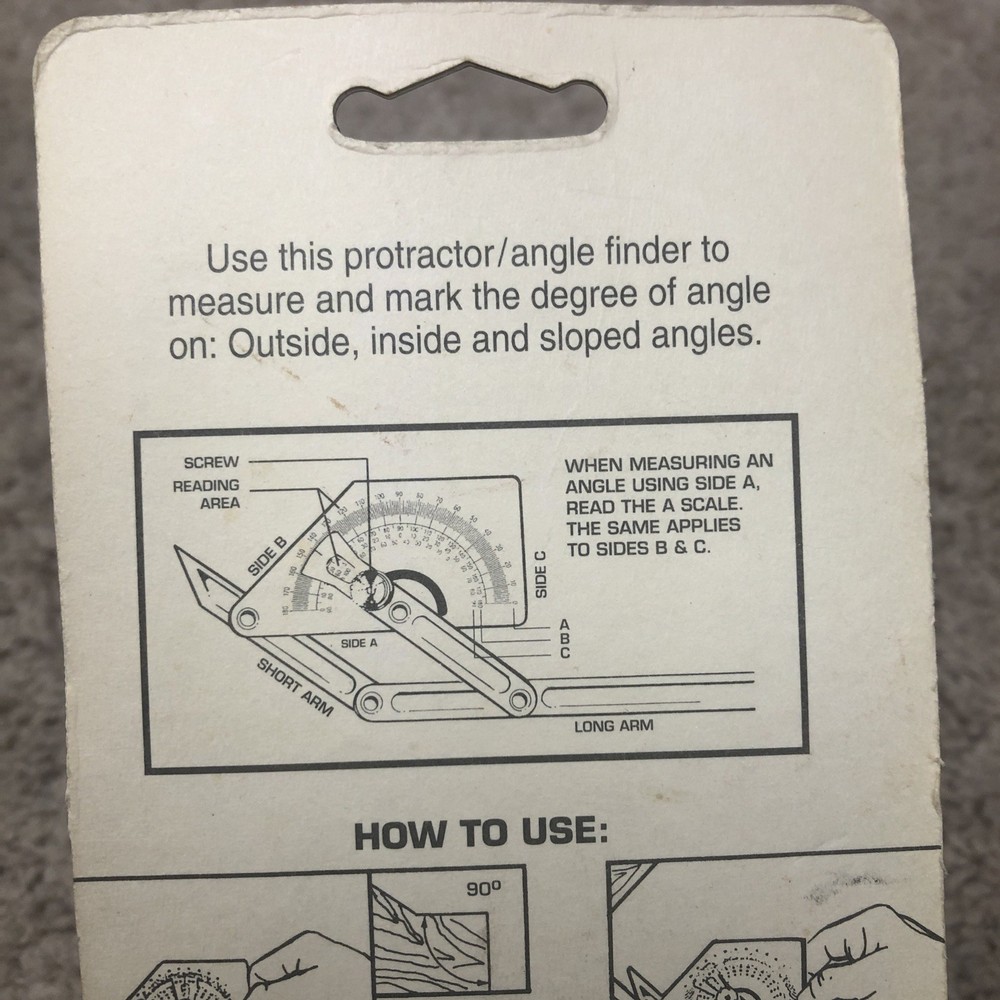 SkillTech Protractor Angle Finder, Outside, Inside, Sloped Angles, 0° to 180°
