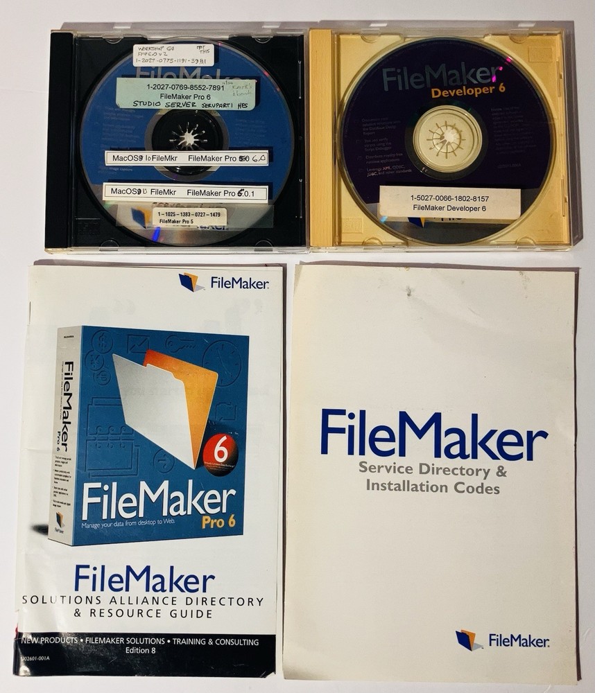 FileMaker Pro 6 Developer 6 Mac CD Software w Manual License Card 2002