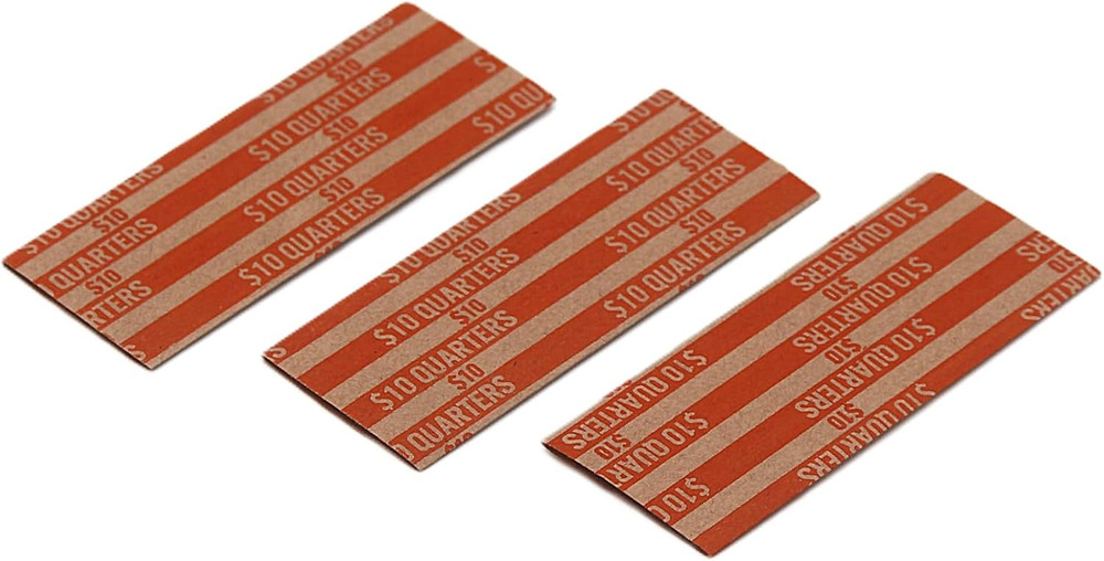 Flat Coin Wrapper, Quarter Rolls $10 Orange (250 Pcs)