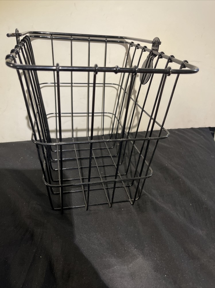Wald Metal Wire Basket W/ Handle Black Mint Condition