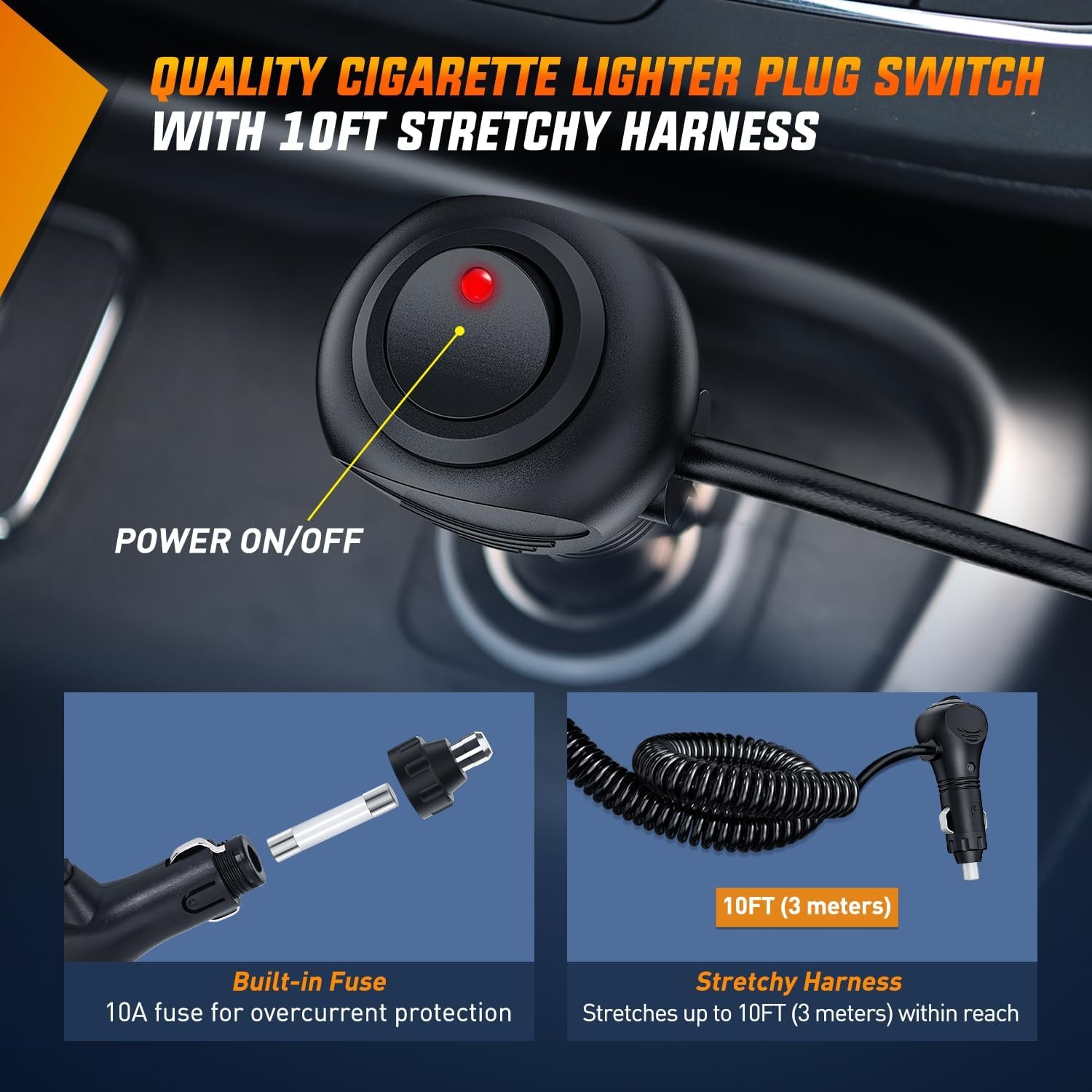 Nilight LED Light Bar 13.5 Inch Cigarette Lighter Wiring Strong Magnetic Base