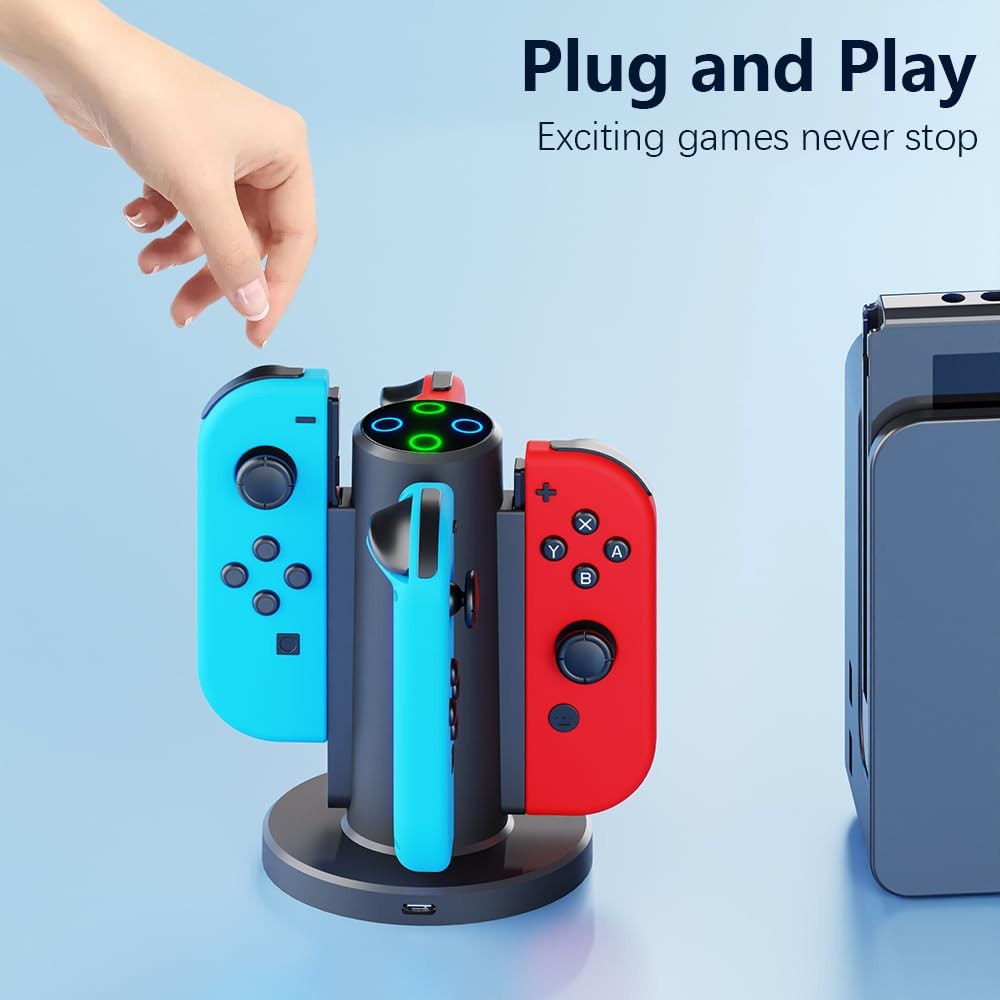 HONCAM Joycon Charging Dock for Switch Controller, Accessories Black