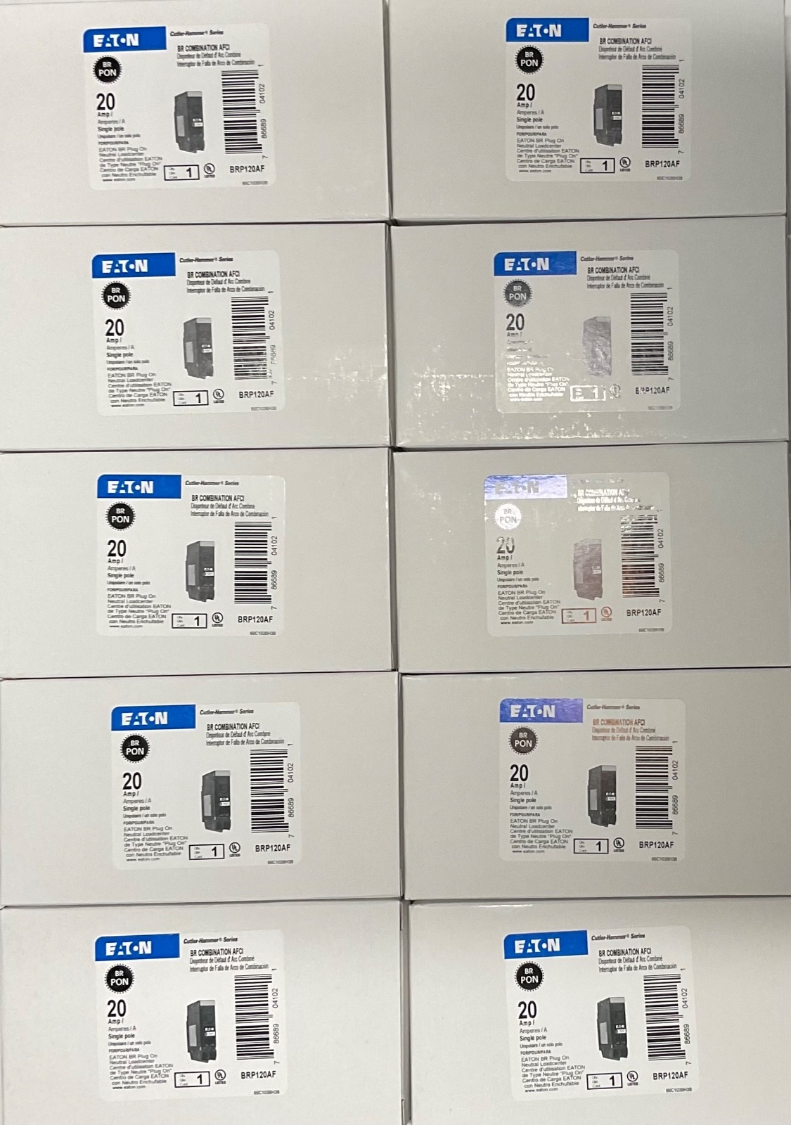 10PCS CUTLER HAMMER EATON BRP120AF 20A AFCI PLUG ON NEUTRAL (no wire) NEW IN BOX