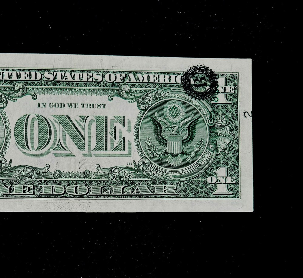 Overprint on Back And Missing Green Treasury Seal Error 1981-A $1 Very Fine