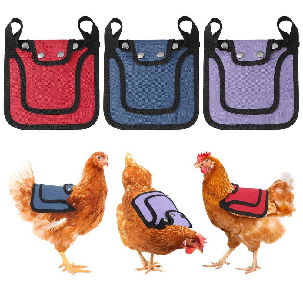 3Pcs Chicken Saddle for Hens, Saddles with Adjustable Strap, Chicken