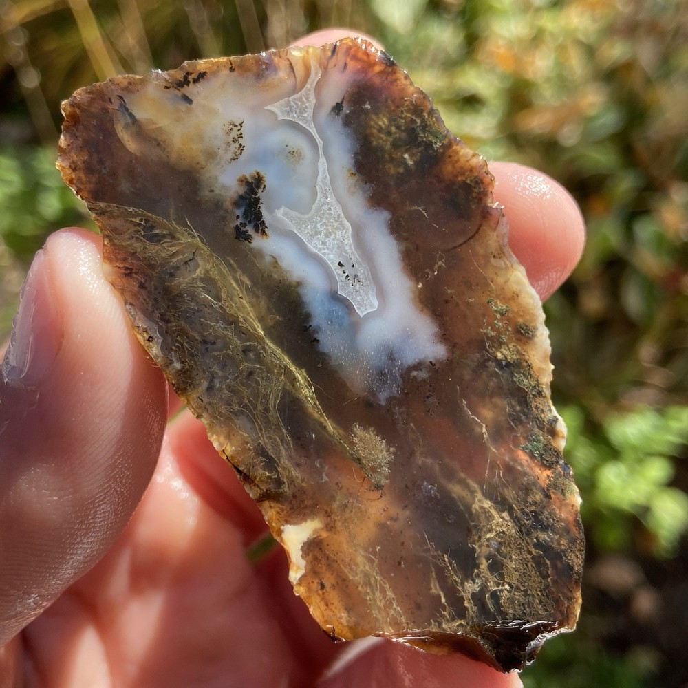 Wonderful Stringy Mossy Agate End Cut 1.64 Oz