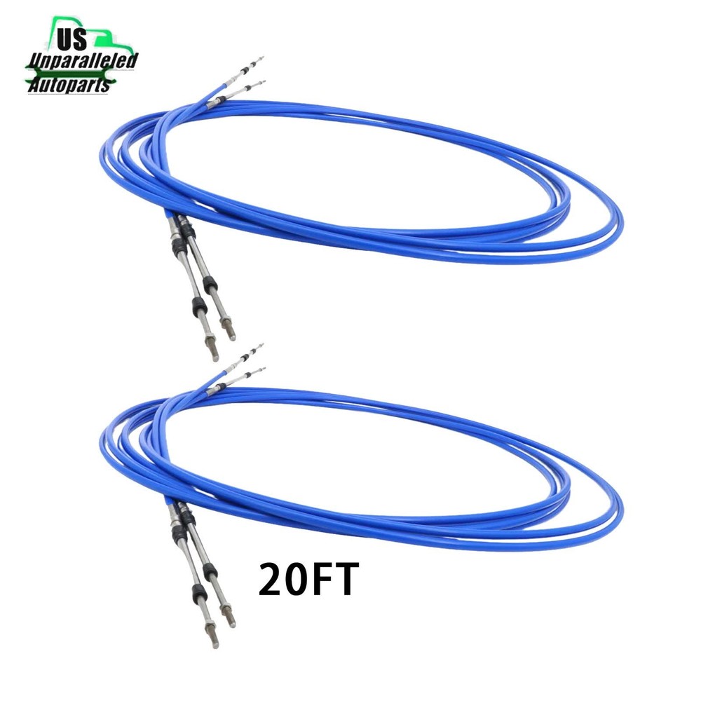 2PCS 20FT Marine Throttle Shift Remote Control Box Cable 33C For Yamaha Outboard