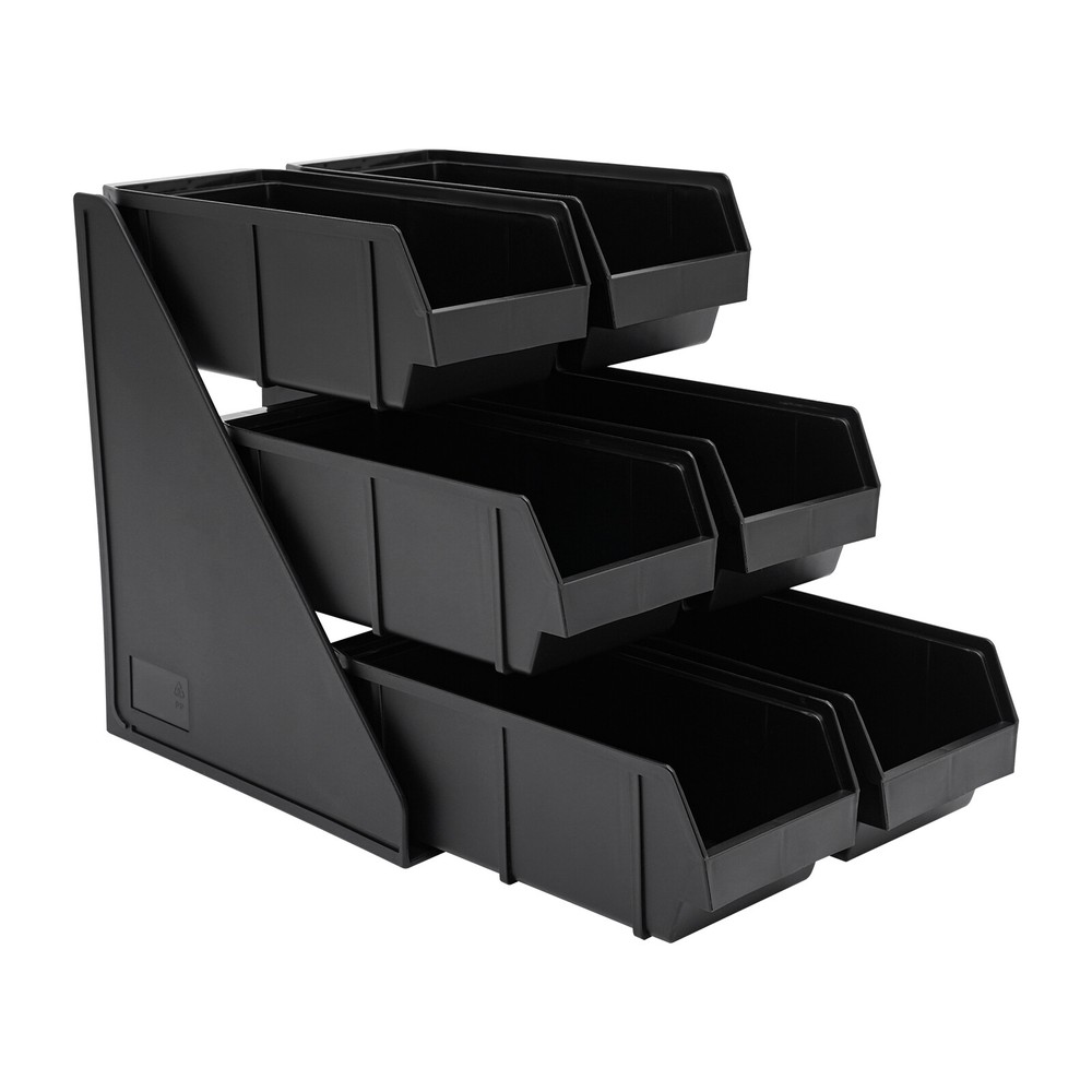 6-Compartment Condiment Organizer Bin - 3-Tier Storage for Coffee & More