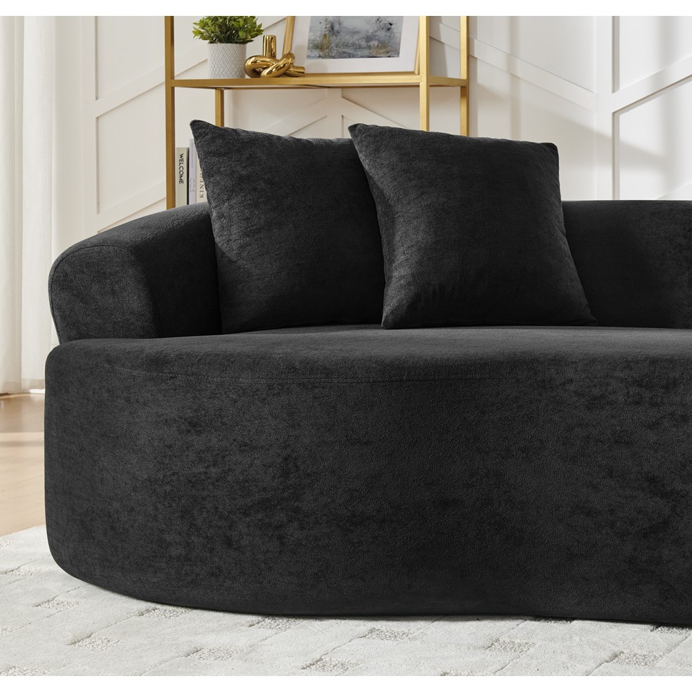 4-Seater Chenille Sofa Set, Modern Curved Couch, Soft, No Assembly