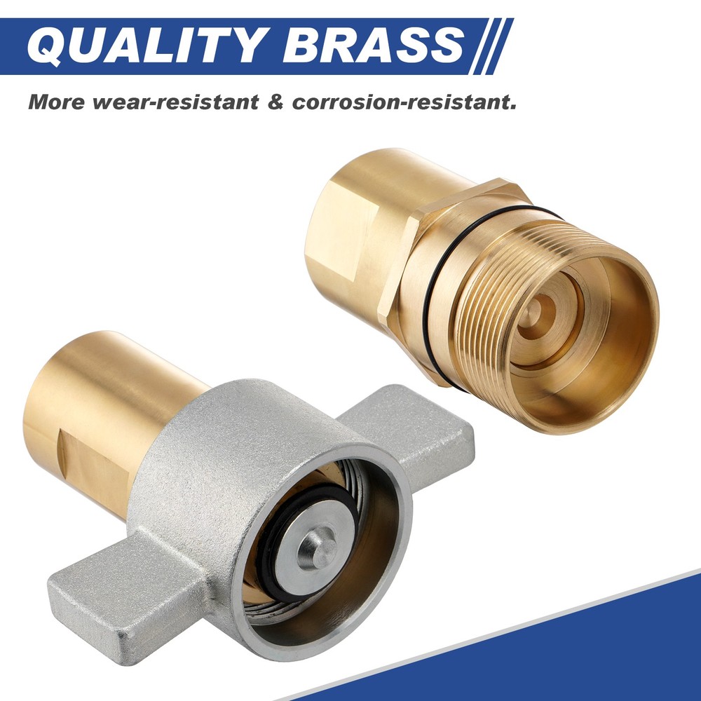 NEW 1" NPT Wet-Line Wing Nut Hydraulic Quick Disconnect Coupler / Coupling Set