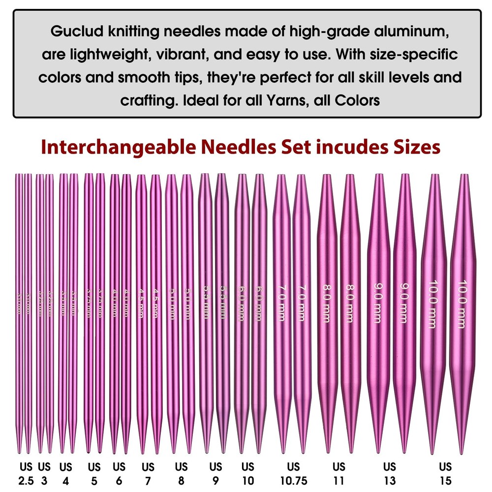 4Inch Interchangeable Circular Knitting Needles Set | US 2.515 3.010.0mm | 13...